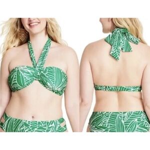 TB x Target Green Leaf Print Bikini Top EUC